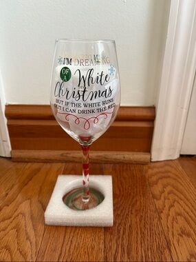 Christmas wine glass